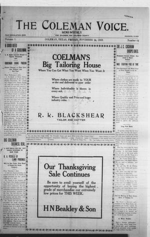 The Coleman Voice. (Coleman, Tex.), Vol. 1, No. 44, Ed. 1 Friday, November 26, 1909