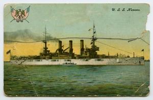Primary view of object titled '[Tinted Photograph of the U. S. S. Kansas]'.