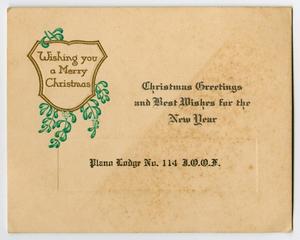 Primary view of object titled '[Christmas Card from the Plano Lodge No. 114]'.
