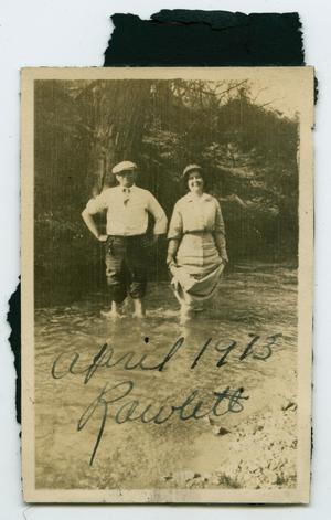 [Photograph of Lee and Nelle Turney in Rowlett Creek]