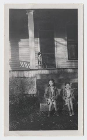 [Photograph of Two Girls and a Dog]