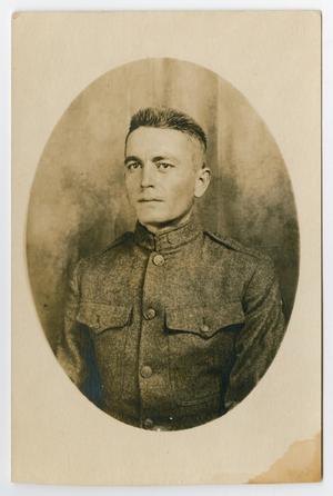 Primary view of object titled '[Portrait of Wayne Back as a Soldier]'.