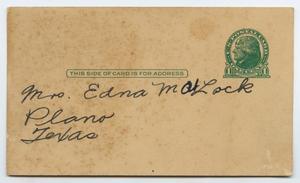 Primary view of object titled '[Postcard from Tallye Daffron Pearson to Edna Matlock, July 28, 1932]'.