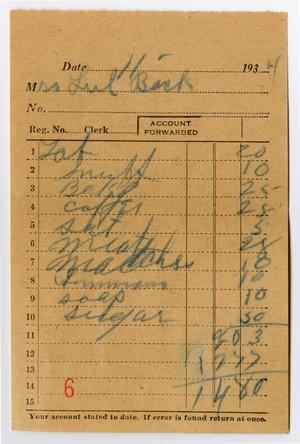 Primary view of object titled '[Receipt from the Murphy Grocery Store]'.