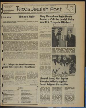 Primary view of object titled 'Texas Jewish Post (Fort Worth, Tex.), Vol. 34, No. 47, Ed. 1 Thursday, November 20, 1980'.