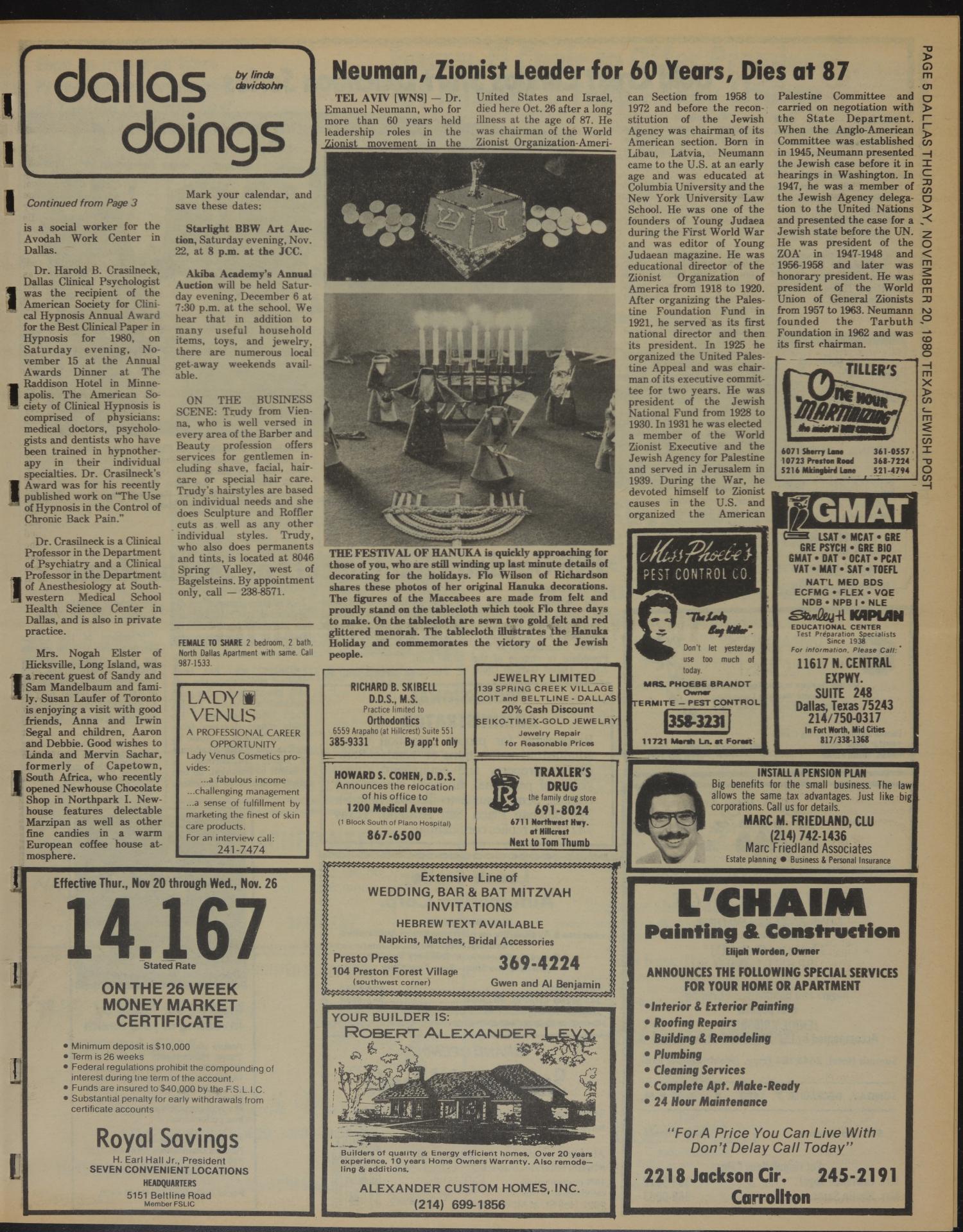 Texas Jewish Post (Fort Worth, Tex.), Vol. 34, No. 47, Ed. 1 Thursday, November 20, 1980
                                                
                                                    [Sequence #]: 5 of 20
                                                