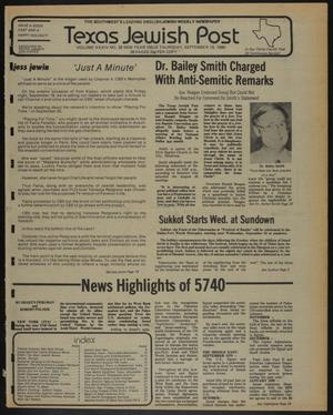 Primary view of object titled 'Texas Jewish Post (Fort Worth, Tex.), Vol. 34, No. 38, Ed. 1 Thursday, September 18, 1980'.