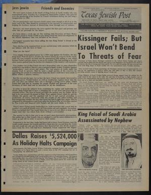 Primary view of object titled 'Texas Jewish Post (Fort Worth, Tex.), Vol. 29, No. 13, Ed. 1 Thursday, March 27, 1975'.