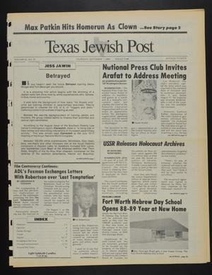 Primary view of object titled 'Texas Jewish Post (Fort Worth, Tex.), Vol. 42, No. 35, Ed. 1 Thursday, September 1, 1988'.
