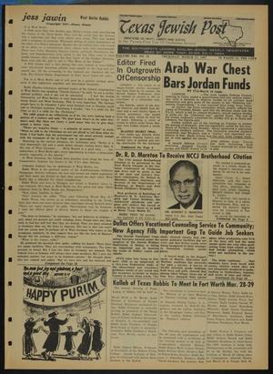 Primary view of object titled 'Texas Jewish Post (Fort Worth, Tex.), Vol. 21, No. 12, Ed. 1 Thursday, March 23, 1967'.