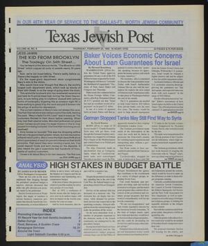 Primary view of object titled 'Texas Jewish Post (Fort Worth, Tex.), Vol. 46, No. 8, Ed. 1 Thursday, February 20, 1992'.
