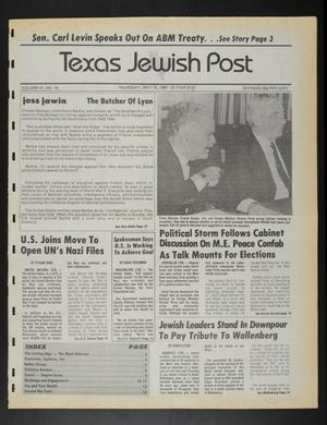 Primary view of object titled 'Texas Jewish Post (Fort Worth, Tex.), Vol. 41, No. 19, Ed. 1 Thursday, May 14, 1987'.
