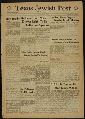 Texas Jewish Post (Fort Worth, Tex.), Vol. 6, No. 33, Ed. 1 Thursday, August 14, 1952
