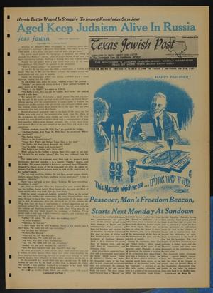 Primary view of object titled 'Texas Jewish Post (Fort Worth, Tex.), Vol. 20, No. 13, Ed. 1 Thursday, March 31, 1966'.