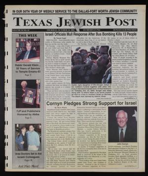 Primary view of object titled 'Texas Jewish Post (Fort Worth, Tex.), Vol. 56, No. 43, Ed. 1 Thursday, October 24, 2002'.