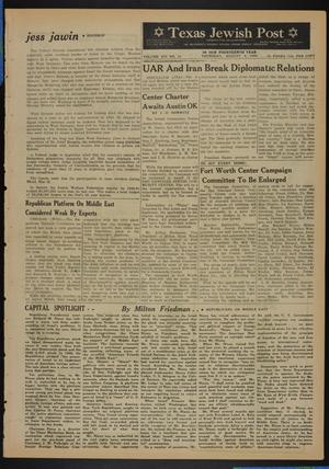 Primary view of object titled 'Texas Jewish Post (Fort Worth, Tex.), Vol. 14, No. 31, Ed. 1 Thursday, August 4, 1960'.