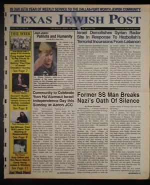 Texas Jewish Post (Fort Worth, Tex.), Vol. 55, No. 16, Ed. 1 Thursday, April 19, 2001