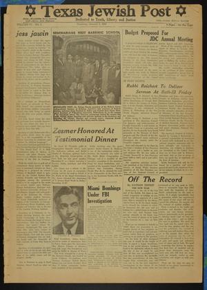 Primary view of object titled 'Texas Jewish Post (Fort Worth, Tex.), Vol. 6, No. 1, Ed. 1 Thursday, January 3, 1952'.