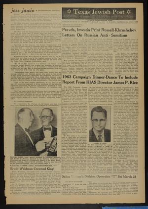 Texas Jewish Post (Fort Worth, Tex.), Vol. 17, No. 11, Ed. 1 Thursday, March 14, 1963