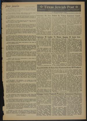 Primary view of object titled 'Texas Jewish Post (Fort Worth, Tex.), Vol. 17, No. 41, Ed. 1 Thursday, October 10, 1963'.