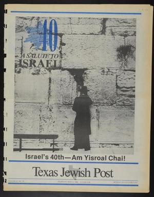 Primary view of object titled 'Texas Jewish Post (Fort Worth, Tex.), Vol. 42, No. 19, Ed. 1 Thursday, May 12, 1988'.