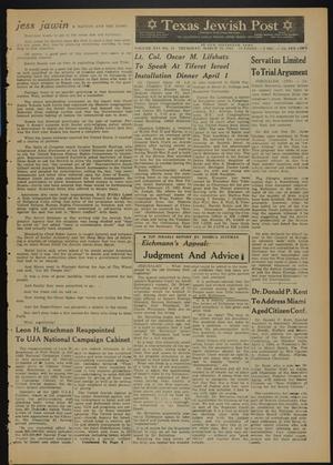 Texas Jewish Post (Fort Worth, Tex.), Vol. 16, No. 13, Ed. 1 Thursday, March 29, 1962