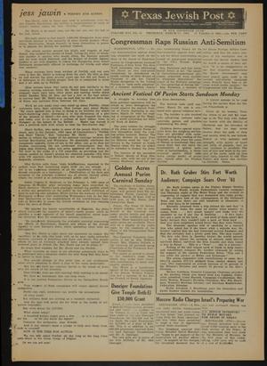 Texas Jewish Post (Fort Worth, Tex.), Vol. 16, No. 11, Ed. 1 Thursday, March 15, 1962
