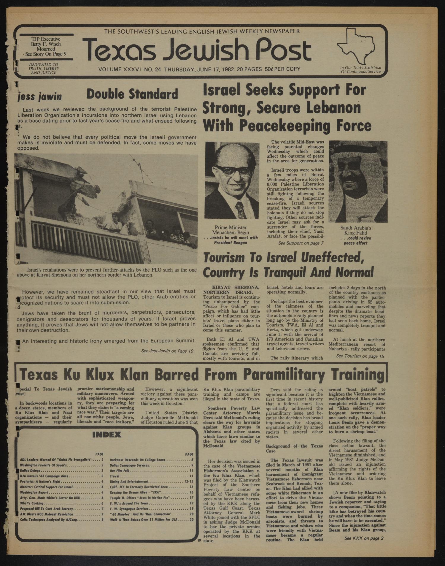 Texas Jewish Post (Fort Worth, Tex.), Vol. 37, No. 43, Ed. 1