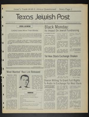 Texas Jewish Post (Fort Worth, Tex.), Vol. 41, No. 44, Ed. 1 Thursday, October 29, 1987