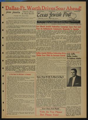 Primary view of object titled 'Texas Jewish Post (Fort Worth, Tex.), Vol. 21, No. 13, Ed. 1 Thursday, March 30, 1967'.
