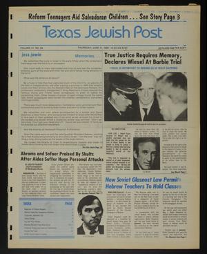 Primary view of object titled 'Texas Jewish Post (Fort Worth, Tex.), Vol. 41, No. 24, Ed. 1 Thursday, June 11, 1987'.