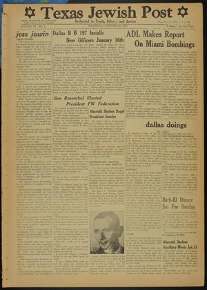 Primary view of object titled 'Texas Jewish Post (Fort Worth, Tex.), Vol. 6, No. 2, Ed. 1 Thursday, January 10, 1952'.