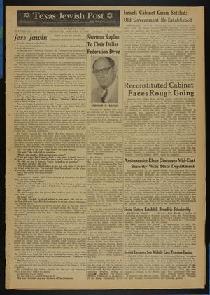 Primary view of object titled 'Texas Jewish Post (Fort Worth, Tex.), Vol. 12, No. 3, Ed. 1 Thursday, January 16, 1958'.