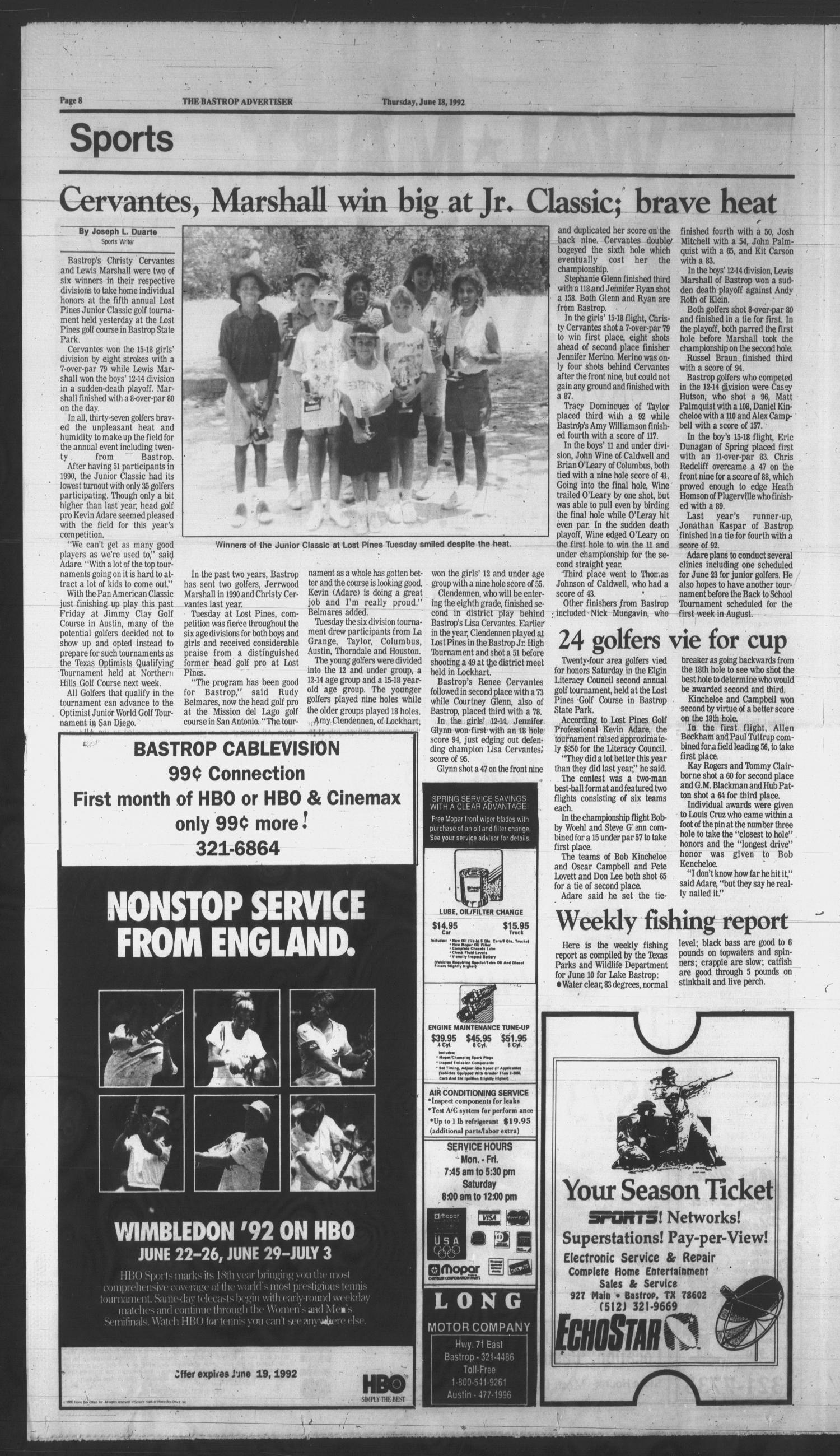 The Bastrop Advertiser (Bastrop, Tex.), Vol. 139, No. 31, Ed. 1 Thursday, June 18, 1992
                                                
                                                    [Sequence #]: 8 of 30
                                                