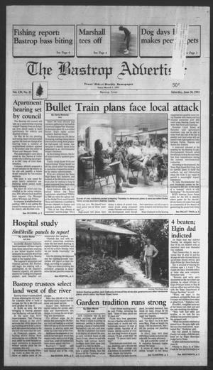 Primary view of object titled 'The Bastrop Advertiser (Bastrop, Tex.), Vol. 139, No. 32, Ed. 1 Saturday, June 20, 1992'.