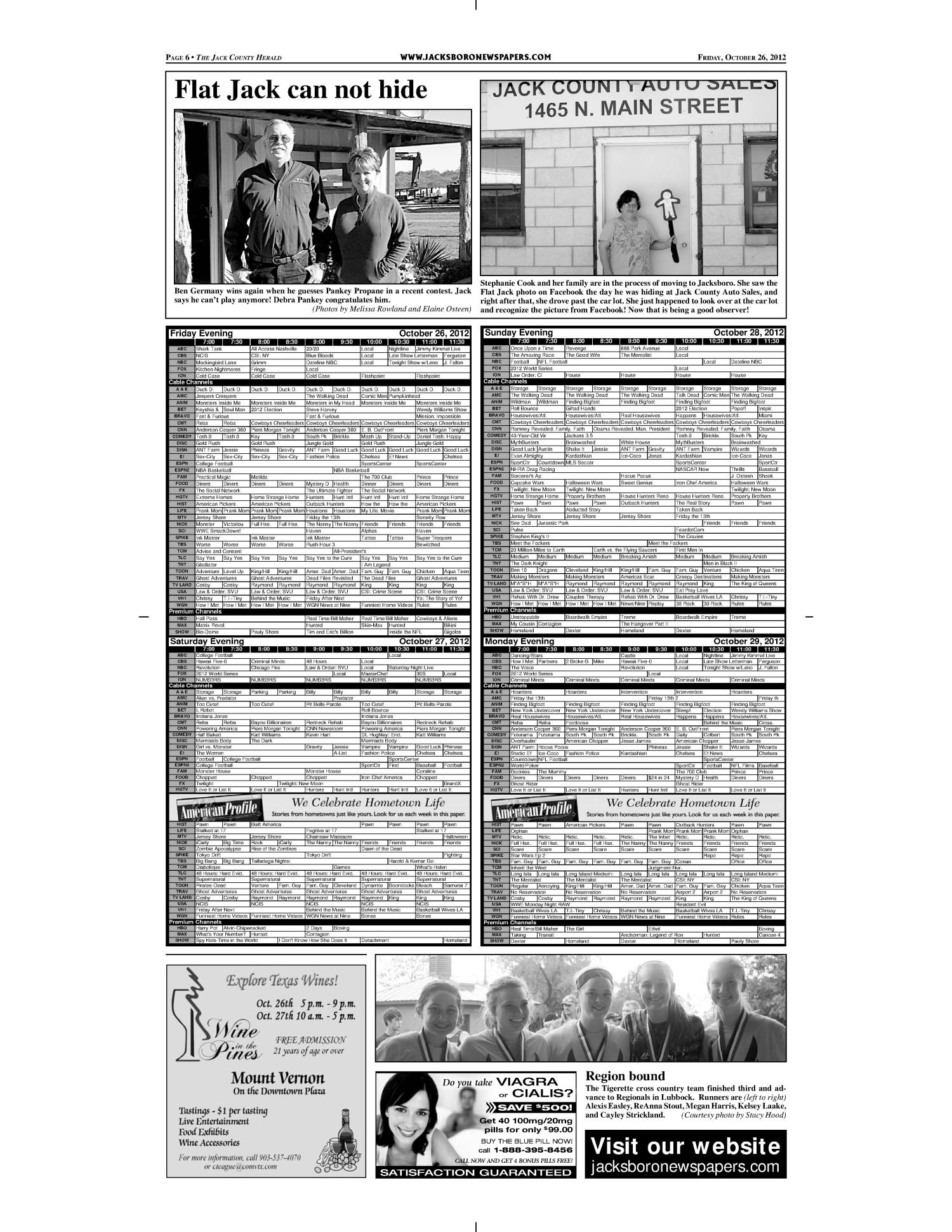 The Jack County Herald (Jacksboro, Tex.), Vol. 67, No. 22, Ed. 1 Friday, October 26, 2012
                                                
                                                    [Sequence #]: 6 of 10
                                                