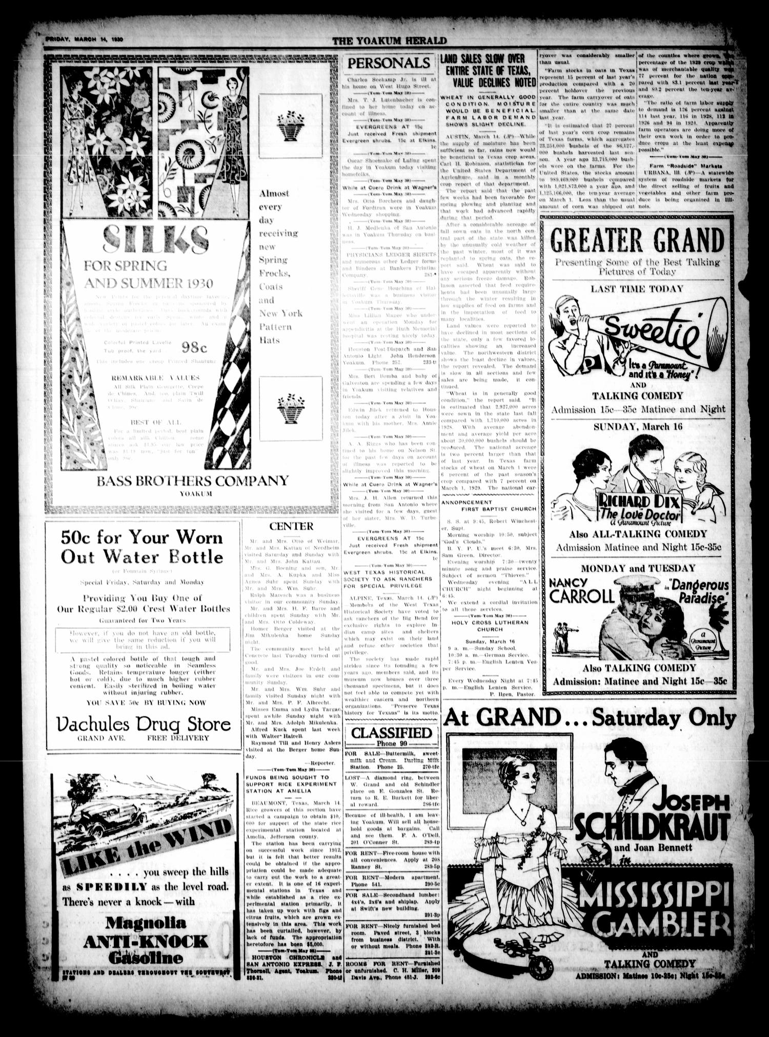 Yoakum Daily Herald (Yoakum, Tex.), Vol. 33, No. 291, Ed. 1 Thursday, March 13, 1930
                                                
                                                    [Sequence #]: 8 of 8
                                                