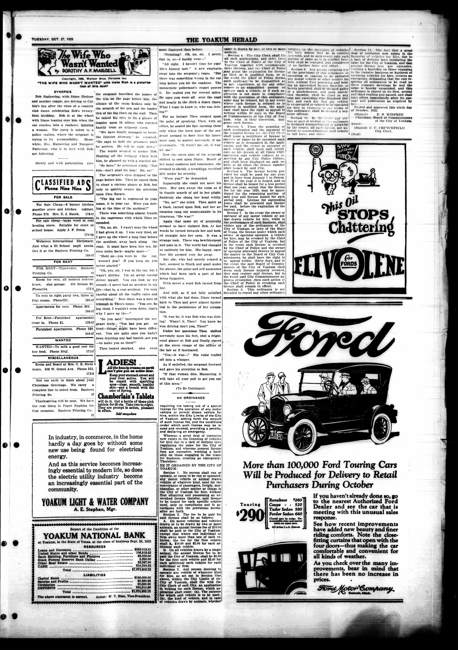Yoakum Daily Herald (Yoakum, Tex.), Vol. 29, No. 176, Ed. 1 Tuesday, October 27, 1925
                                                
                                                    [Sequence #]: 3 of 4
                                                