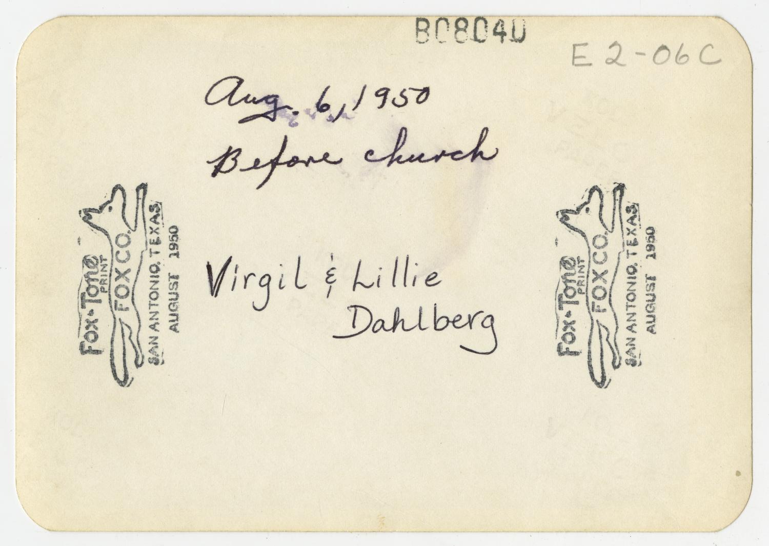 [Photograph of Virgil and Lillie Dahlberg]
                                                
                                                    [Sequence #]: 2 of 2
                                                