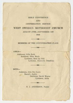 Primary view of object titled '[Bible Conference Program, West Sweden, 1940]'.