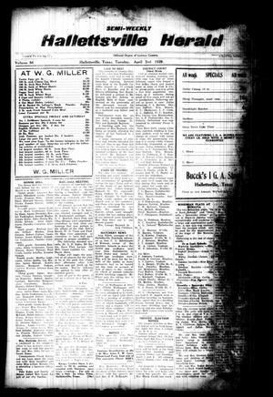Primary view of object titled 'Semi-weekly Hallettsville Herald (Hallettsville, Tex.), Vol. 56, No. [74], Ed. 1 Tuesday, April 2, 1929'.