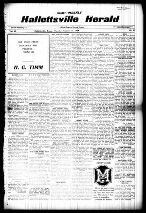 Primary view of object titled 'Semi-weekly Hallettsville Herald (Hallettsville, Tex.), Vol. 55, No. 57, Ed. 1 Tuesday, January 17, 1928'.