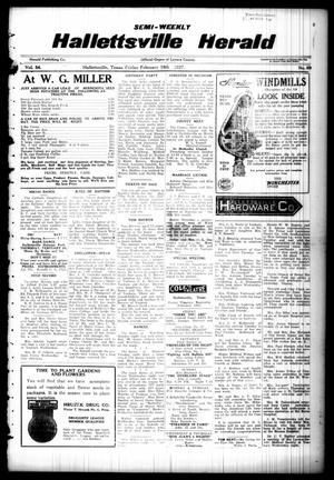 Semi-weekly Hallettsville Herald (Hallettsville, Tex.), Vol. 54, No. 69, Ed. 1 Friday, February 18, 1927