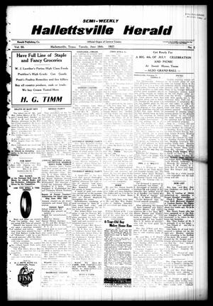 Primary view of object titled 'Semi-weekly Hallettsville Herald (Hallettsville, Tex.), Vol. 55, No. 2, Ed. 1 Tuesday, June 28, 1927'.