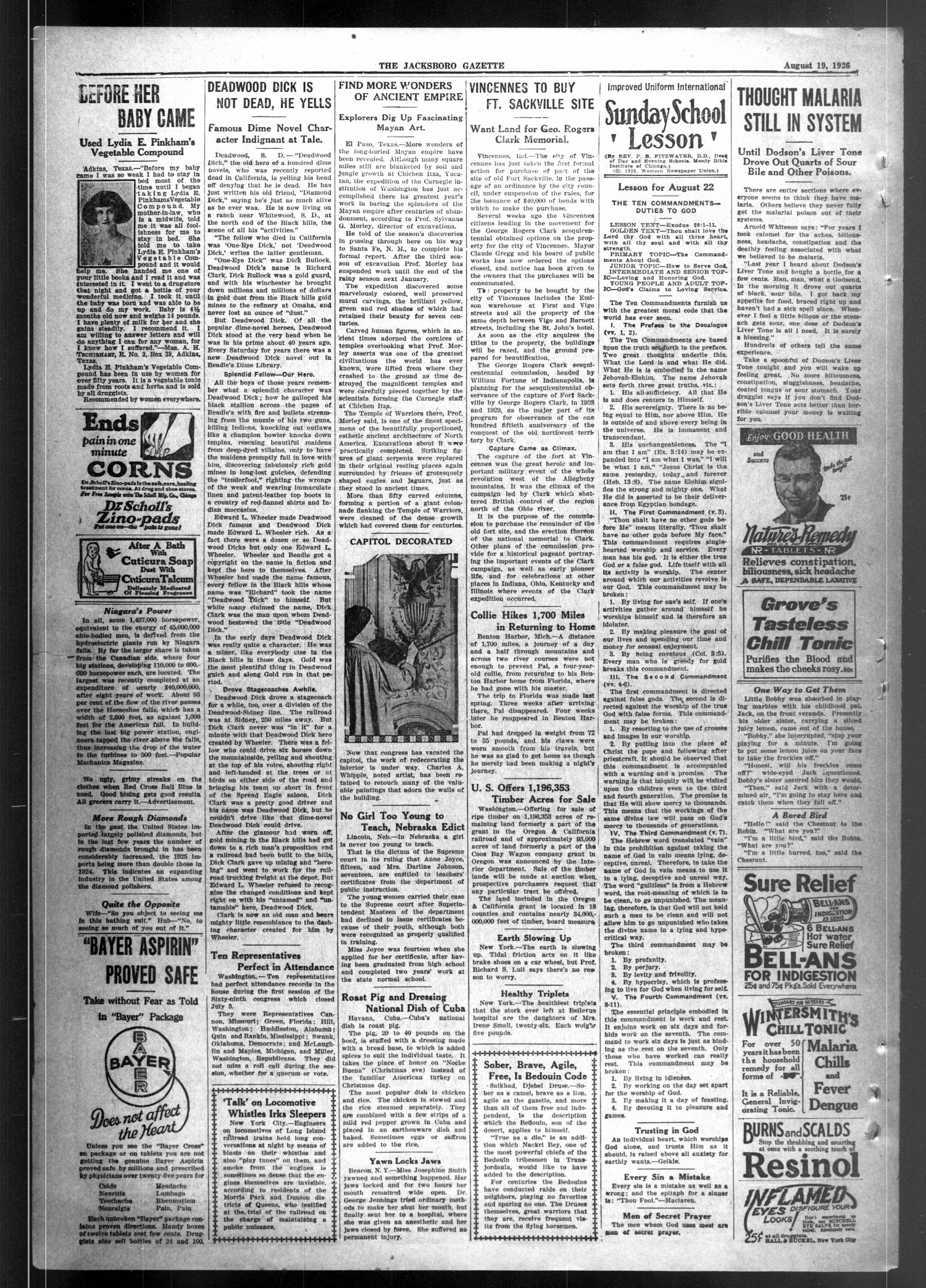 The Jacksboro Gazette (Jacksboro, Tex.), Vol. 47, No. 12, Ed. 1 Thursday, August 19, 1926
                                                
                                                    [Sequence #]: 2 of 9
                                                