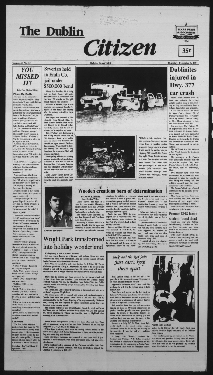 The Dublin Citizen (Dublin, Tex.), Vol. 5, No. 15, Ed. 1 Thursday, December  8, 1994 - The Portal to Texas History