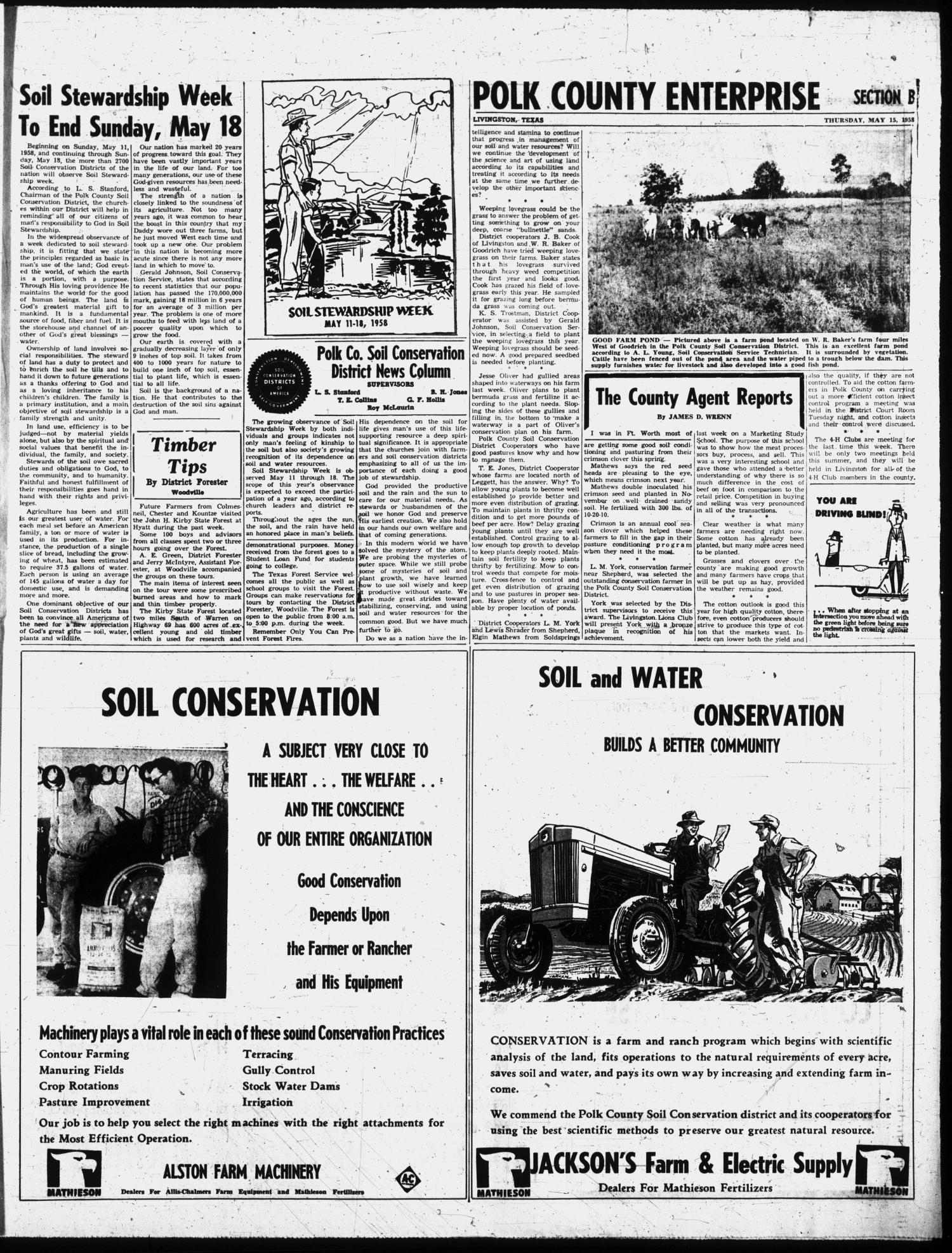 Polk County Enterprise (Livingston, Tex.), Vol. 76, No. 35, Ed. 1 Thursday, May 15, 1958
                                                
                                                    [Sequence #]: 7 of 12
                                                