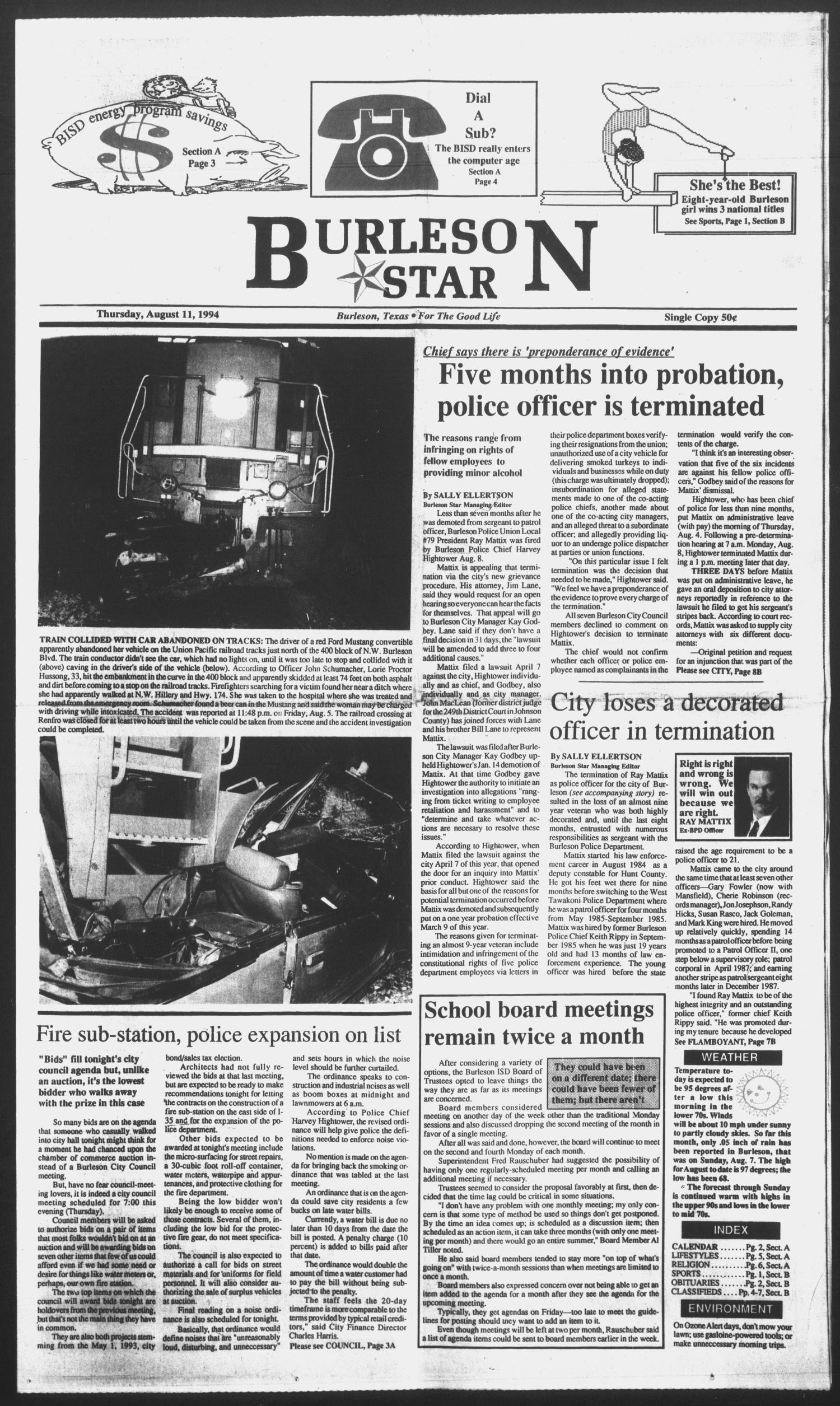 Burleson Star (Burleson, Tex.), Ed. 1 Thursday, August 11, 1994
                                                
                                                    [Sequence #]: 1 of 8
                                                