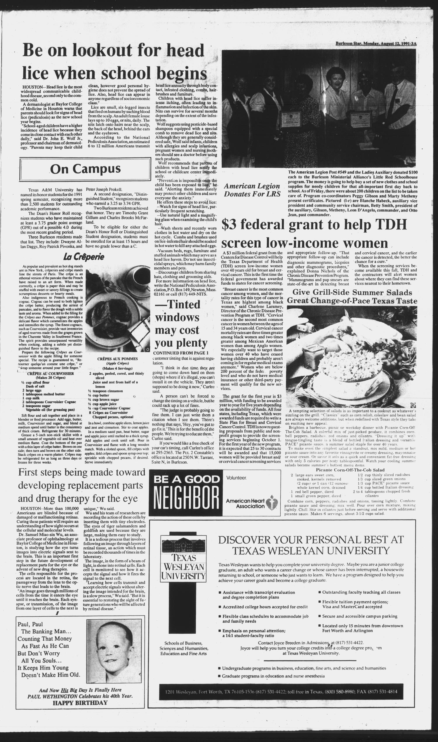 Burleson Star (Burleson, Tex.), Vol. 26, No. 106, Ed. 1 Monday, August 12, 1991
                                                
                                                    [Sequence #]: 3 of 16
                                                