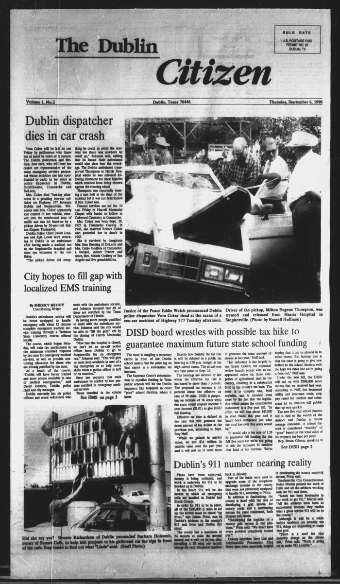 The Dublin Citizen (Dublin, Tex.), Vol. 1, No. 2, Ed. 1 Thursday, September  6, 1990 - The Portal to Texas History